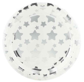 Тарелки бумажные Звезды Микс Белый Серебро Металлик 180мм (уп6) ВВ