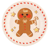 Тарелки бумажные Пряничный человечек 180мм (уп6)