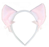 Ободок Ушки с бантиками БелыйРозовый ВВ