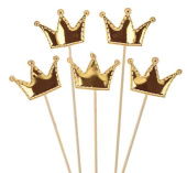 Пики для канапе дерево Короны Золото Металлик 12см (уп5) 6231180ВВ