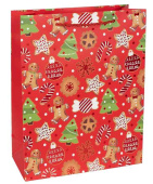 НГ Пакет бумажный M 18х23см Новогоднее печенье Голография 23*18*8 см