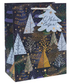 НГ Пакет бумажный XL 31х41см С Новым Годом! сказочный лес Металлик
