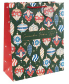 НГ Пакет бумажный M 18х23см Счастливого Нового Года! елочные шары Металлик