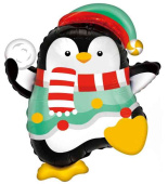 НГ Шар фольга фигура Пингвин со снежком 26" 66смFL (упак)