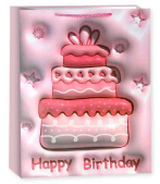 Пакет бумажный XL 31х41см Сладкий тортик Дизайн №1 Розовый