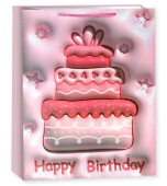 Пакет бумажный L 26х32см Сладкий тортик Дизайн №1 Розовый