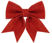 Декоративное украшение бант Праздничный Красный с блестками 20х25см ВВ