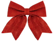 Декоративное украшение бант Праздничный Красный с блестками 30х35см ВВ
