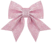 Декоративное украшение бант Праздничный Розовый с блестками 12х15см (уп2) ВВ