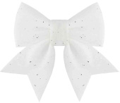 Декоративное украшение бант Праздничный Белый с блестками 12х15см (уп2) ВВ