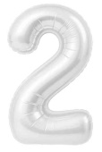 Шар фольга Цифра 40"AG Slim Белый блеск "2" (упак)