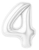 Шар фольга Цифра 40"AG Slim Белый блеск "4" (упак)