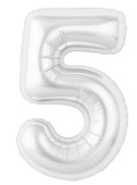 Шар фольга Цифра 40"AG Slim Белый блеск "5" (упак)