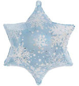 НГ Шар фольга фигура Снежинка Морозные искры ГолубойСеребро 19" 48смFL (упак)