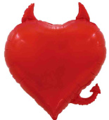 Шар фольга фигура Сердце Чертенок Красный 30" 76смFL