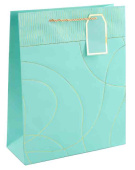 Пакет бумажный L 26х32см Тонкие линии Дизайн №4 Бирюзовый Металлик