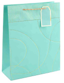 Пакет бумажный XL 31х41см Тонкие линии Дизайн №4 Бирюзовый Металлик