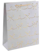 Пакет бумажный M 18х23см Милые бантики Дизайн №1 Серебро Металлик