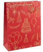 Пакет бумажный L 26х32см Праздничный Дизайн №1 Красный Металлик
