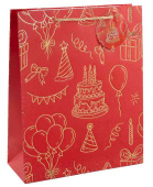 Пакет бумажный XL 31х41см Праздничный Дизайн №1 Красный Металлик