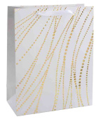 Пакет бумажный MS 14х15см Золотые нити Дизайн №2 Белый Металлик