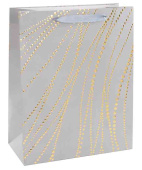 Пакет бумажный M 18х23см Золотые нити Дизайн №3 Серебро Металлик