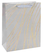 Пакет бумажный L 26х32см Золотые нити Дизайн №3 Серебро Металлик