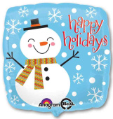 НГ Шар фольга с рисунком 18"An квадрат Снеговик счастливый