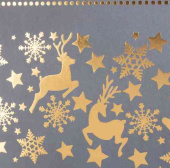 НГ Коробка прямоугольник 33х23х9см Золотые Олени Серый