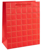 Пакет бумажный L+ 31х44см Золотые квадраты Дизайн №2