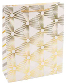 Пакет бумажный L 26х32см Золотой паттерн Дизайн №4
