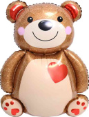 Шар фольга фигура Мишка с сердцем 33" 84смFL (упак)