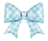 Шар фольга фигура Бант Клетка Виши Голубой Сатин 38" 97смFL (упак)