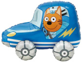Шар фольга фигура AIR Три Кота Коржик в машинке 29" 74смFL (упак)