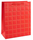 Пакет бумажный M 18х23см Золотые квадраты Дизайн №2 Красный