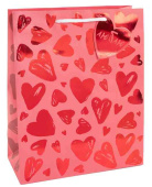 Пакет бумажный L 26х32см Множество сердец