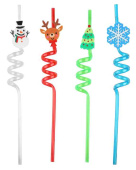 НГ Трубочки для коктейля пластик Новый Год (уп4) ВВ