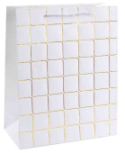 Пакет бумажный L 26х32см Золотые квадраты Дизайн №3 Белый