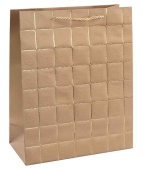 Пакет бумажный L+ 31х44см Золотые квадраты Дизайн №5 Золото