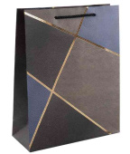 Пакет бумажный L 26х32см Геометрия Золотые линии Дизайн №2
