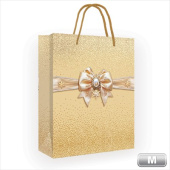 Пакет бумажный M 18х23см Бант на золотом