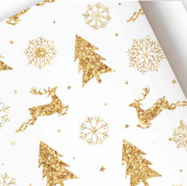НГ Бумага лист 70х100см Новогодние олени Золото Симфония