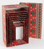 НГ Коробка прямоугольник 13х8х5см Новогодний орнамент с оленями