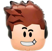 Шар фольга фигура Роблокс Коричневые волосы (голова) 23" 58см FL