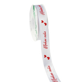 Лента атлас с рисунком Люблю тебя Белый 20ммх22,85м