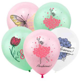 Шар латекс с рисунком 12" ВС пастель С 8 марта Цветы (50шт)