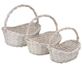 Набор плетеных корзин с ручкой 3 в 1 Ива белый 42х30х23см