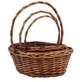 Набор плетеных корзин с ручкой 3 в 1 Ива коричневый 38х30х14см