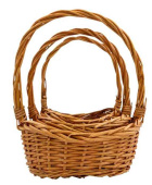 Набор плетеных корзин с ручкой 3 в 1 Ива медовый 26х18х10см