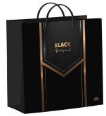 Сумка пластиковая L 26х24см Черный бэкграунд ЗОЛОТАЯ СКАЗКА